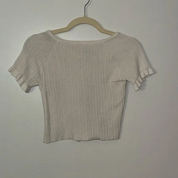 White Ribbed Top with Zip - Picture 5 of 5